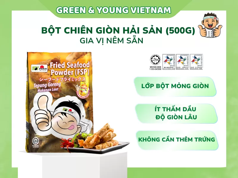 Bột chiên giòn hải sản tempura rau củ FSP cao cấp túi 500gr